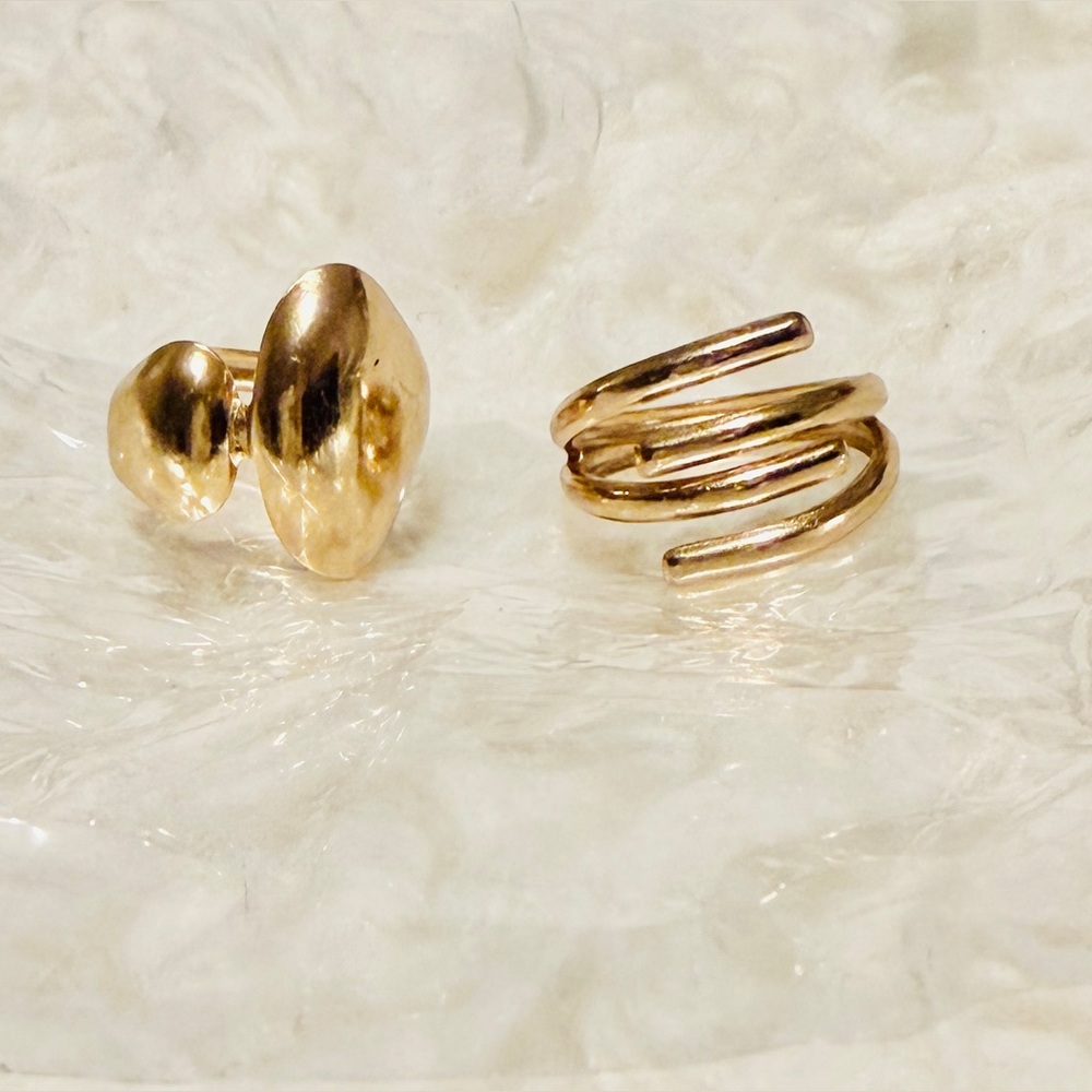 NWOT 18K Plated SS Adjustable  Rings - Picture 5 of 5